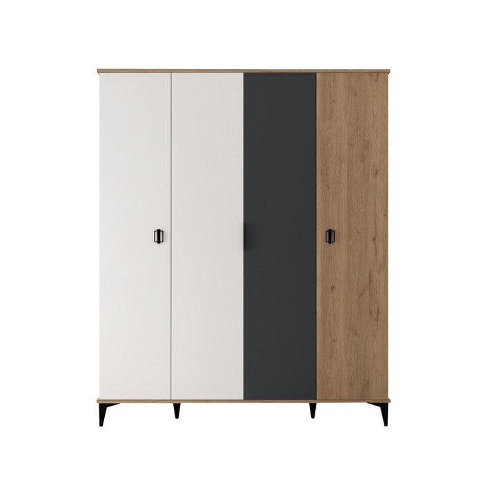 Hanah Home Neva 6402 Armario Roble, Blanco y Antracita